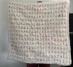 Petit Pehr Baby Quilt Blanket Alphabet Confetti Trim Reversible Wavy Line Cotton